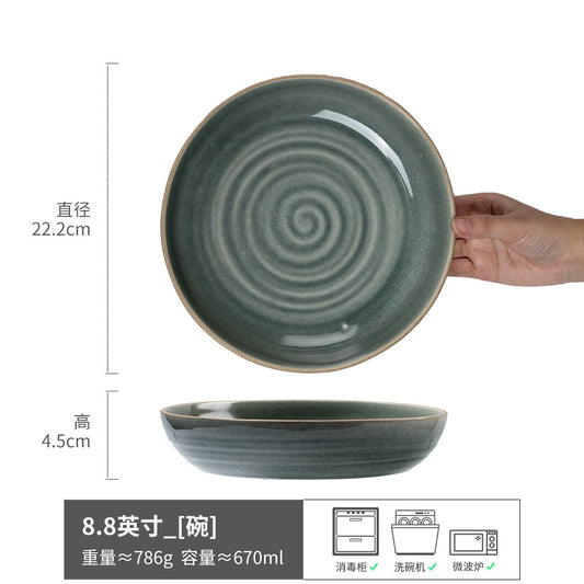 Threaded design reactive glaze bowl