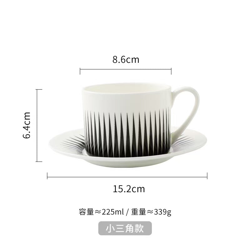 Black and white striped coffee set