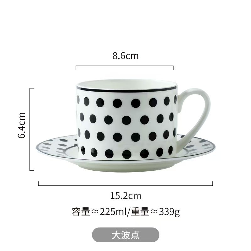 Black and white striped coffee set